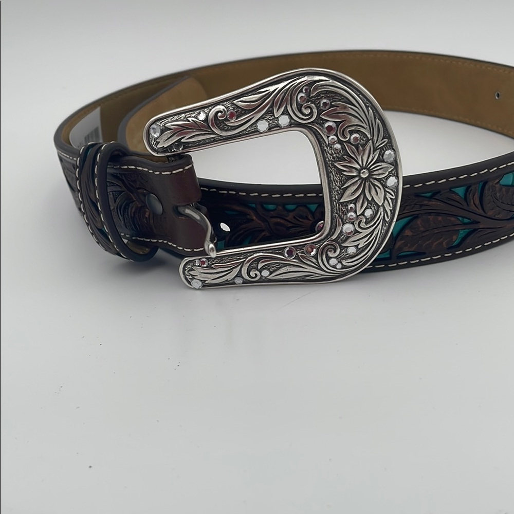 Ariat Brown and Silver Floral Belt